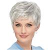 QRSTUVXZY Hair Toppers Parrucche grigie corte for donne bianche Parrucche ricce argento grigio misto con frangia Parrucche sintetiche for capelli corti