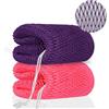 ALIIP Asciugamano Esfoliante in 100% Nylon, 2PC Asciugamano da Doccia, un Panno per il Lavaggio del Corpo per Tutti i Tipi di Pelle(Rosa chiaro + Viola scuro)