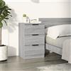 Homgoday Comodino Sonoma Grigio 40 x 36 x 65 cm, Tavolino con 3 cassetti, Armadio Laterale di Stoccaggio Comodino per Camera da Letto Soggiorno Ufficio