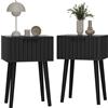 YMYNY Set di 2 Comodini, Tavolino in Legno, Cassetti decorati in ondulata, Maniglia magnetica, Gambe di legno massiccio, Catena di fissaggio, per Camera da Letto, Soggiorno, Nero HST014B-2