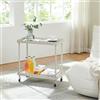 [en.casa] Carrello di Servizio Portaoggetti a 2 Livelli Carrello Portatutto Multiuso a 2 Ripiani e Rotelle per Cucina Sala Bagno 60 x 61 x 31 cm Struttura in Acciaio - Grigio