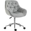 Vinsetto Sedia da Ufficio Ergonomica Girevole con Altezza Regolabile e Ruote, Rivestimento in Velluto, 59x58x80-90cm, Grigio