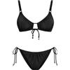 COTAZUR Bikini nero con top arricciato e slip con laccetti
