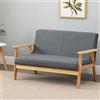 Dripex Divano a 2 posti, in tessuto, moderno e scandinavo, divano lounge in legno e tessuto di lino, per soggiorno, camera da letto, ufficio, grigio scuro, 113 x 67 x 75 cm, Grigio Scuro