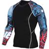 GUOCU Maglia Termica Uomo, Leggero T-Shirt Manica Lunga Maglie Termiche Invernali Da Sport Compression Baselayer Per Corsa Ciclismo Calcio,Blu,4XL
