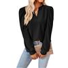 Generisch Camicia Donna Manica Lunga a Palloncino Collo V Casual Tinta Unita Jacquard Tunique Larga Elegante