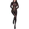 inlzdz Bodystocking Nylon Sexy Lingerie Donna Collant Velatissimi Transparenti Body con Apertura sul Cavallo sul Seno Camicia da Notte Sleepwear Nightwear Nero L