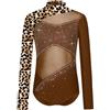 inhzoy Body Ginnastica Artistica Bambina Maniche Lunghe Body Danza Classica Ginnastica Ritmica Abito da Pattinaggio Artistico Bodysuit con Strass Dancewear Marrone 11-12 anni