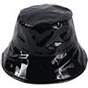 Kikier Cappello da pescatore Kikier, in pelle verniciata impermeabile alla moda, cappello a benna largo, stile coppia Street Hat nero