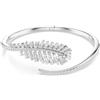Swarovski Vienna Bracciale Rigido, Tagli Misti, Piuma, Bianco, Placcato Rodio