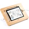 ELETIUO Supporto per iPad da disegno in legno di bambù aggiornato con slot per matita e cavo di ricarica, tablet desktop regolabile multi-angolo, supporto portatile pieghevole, compatibile con iPad