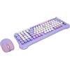 Sxhlseller Combo Tastiera e Mouse Wireless a Colori Misti, Layout Tastiera QWERTY, Ricevitore USB Wireless da 2,4 GHz, Plug And Play, Compatibile con PC, Smart TV (Viola)