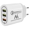 Maclean MCE479 Caricatore a Muro USB 3xUSB Universale Adattatore di Ricarica Rapida QC 3.0 3.6-6V/3A 6-9V/2A 9-12V/1.5 2X 5V/2.1A (Bianco)