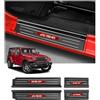 Bercicci 4 protezioni battitacco per Jeep Wrangler JL JLU 2018-2025 e Gladiator JT 2020-2025 Accessori in acciaio inossidabile con finiture rosse Protezione per battitacco della porta anteriore e