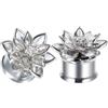COOEAR Coltello per orecchie in acciaio inox, tunnel di carne, Scew Back Black Rose Flower Plugs, upgrade Expander orecchini barella., 0g(8mm), Acciaio inossidabile