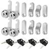 Spesh 4 lucchetti per armadi da 16 mm, con diverse chiavi, in acciaio inox, con 5 diverse piastre di serratura