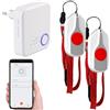 CASAcontrol sistema chiamata di emergenza per la casa: Set di pulsanti SOS, 2x trasmettitori, 1x ricevitore (chiamata emergenza per anziani, pulsante su cellulare, casa)