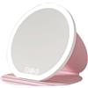 Homirty Specchio Trucco con Luci a 3 Colori, Specchio Trucco Pieghevole Portatile, Specchi Ricaricabile con Luce, Specchi da scrivania per Viaggio, 3 Modalità di Luci Luminosità Regolabile (Rosa)
