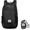 Horett Zaino Pieghevole Portatile Zaino Ripiegabile Pieghevole da 20 Litri Resistente All'acqua Resistente Agli Strappi Leggero con Spallacci Regolabili per Viaggi (Nera)