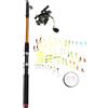 Gucagle Canna da pesca e mulinello combinati Kit completo Canna da pesca telescopica da spinning con linea di da pesca con morso morbido Set completo per pesca in mare Lunghezza 2,1 m