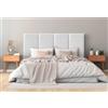 DHOME Testiera Imbottita in Lino Naturale Liscio Antimacchia Design Modulabile Verticale Autoadesivo Testata Letto Camera da Letto Imbottita (Bianco, 210cm, Altezza 80cm, x5)