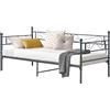 en.casa Letto in metallo "Kerava" con rete a doghe 90x200 cm, grigio scuro