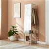 en.casa Specchio guardaroba 2 in 1 "Klilbojle" Specchio a figura intera con appendiabiti e 2 ripiani Metallo 160 x 40 x 35 cm Colore sabbia