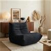 en.casa Sedia da terra 'Kodsø' imbottita con schienale 75 x 90 x 100 cm microfibra nera
