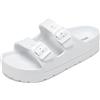 YGMNQAL Infradito Donna Mare Infradito da donna con fibbia regolabile, sandali da donna con suola spessa, punta aperta, sandali da casa con supporto(White B,41(25cm))