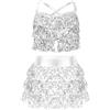 Chaoyinn Body Ballet Ginnastica Bambini Bambina Completo Abito Danza Jazz Disco Top E Gonna Pantaloncini Danza Moderna Performance Argento 11-12 anni