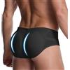 GENEMEN Uomo Imbottito Intimo Butt Enhancer Shapewear Butt Lifter Boxer con pastiglie Staccabili (Nero a Vita Medio, S)