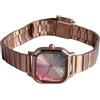 Ausla Orologio da Donna Al Quarzo Dorato Rosa, Orologio da Polso Impermeabile con Quadrante Quadrato Colorato e Cinturino in Acciaio Inossidabile per Studentesse