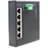 DIGITUS Switch di Rete Flat - Gigabit Ethernet 5 Porte - Montaggio su DIN Rail - Morsettiera - Senza ventole - Nero/Blu