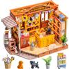 Rolife Kit fai da te in miniatura per casa delle bambole Fluffy Friends, accogliente negozio di animali domestici piccola casa con mobili, kit di costruzione in miniatura fai da te per gli amanti