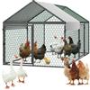 VEVOR Pollaio in Metallo 1 x 2 x 1 m per 4-6 Galline, Gabbia per Polli con Copertura Impermeabile e Doppie Porte, Tetto a Punta, Compatibile con Pollai in Legno, per Conigli Oche Anatre da Esterno
