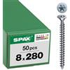 Spax 1201010802805 - Viti per legno, 8,0 x 280 mm, T-STAR plus, testa svasata con nervature, filettatura completa, punta CUT, WIROX A3J, 50 pezzi