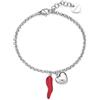 S'Agapõ Bracciale Donna in Acciaio con Simbolo Cornetto | Collezione Feelings - SFE16