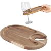Pssopp Mini Tagliere per Salumi con Supporto per Bicchiere di Vino, Vassoio da Cocktail in Legno, Piatti Individuali per Antipasti per Snack o Dessert