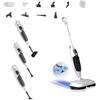 PUREBEAR Scopa a Vapore 2 in 1 con Pulitore a Vapore Portatile, 3 Livelli di Vapore Regolabili, 4 Panni di Ricambio, per Pavimenti, Piastrelle, Finestre, Vestiti e Fughe