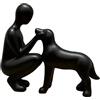 Baoblaze Statua di uomo e cane, scultura artigianale, collezione moderna di ornamenti artistici astratti, statuetta per mobili, soggiorno, ristorante, ufficio, Nero