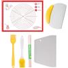 Bangbobi Tappetino da Forno in Silicone 60x80 cm Set da 6 Pezzi incl. mattarello, Pennello da Cucina e spatola - Base da Forno per stendere la Pasta con Antiscivolo e segni di misurazione per Pizza