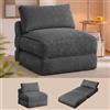 VASAGLE Poltrona Letto Pieghevole, in Velluto a Coste e Spugna, Sfoderabile, Divano Singolo, 89 x 89 x 78 cm / 89 x 195 x 43 cm, Grigio Piombo, per Soggiorno, Collezione Camila LCS211G101