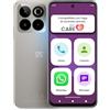 SPC ZEUS 2 ELITE - Smartphone anziani schermo 6,7" e memoria 128GB | Tripla cam 50MP, NFC e ricarica rapida | Modalità facile, icone XL e compatibile con app gestione e localizzazione remota - Argento