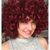 PORSMEER Parrucca Afro rosso vinaccia colore ricci capelli con frangia sintetico naturale africana corta in capelli ricci sintetici per donne nere 14 pollici