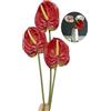 Rikyo 26 fiori artificiali di giglio di Anthurium fiori permanenti, 3 pezzi tropicali imitazione fiori bouquet per centrotavola per la disposizione e matrimonio nuziale festival decorazione(rosso)