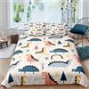 Homemissing Dinosauro Copripiumino Cartoon Dinosauro Consolatore Copertura Jungle Animali Biancheria Da Letto Set Per Cute Dino CoprilettoMorbido Singolo Dimensioni Biancheria Da Letto Cerniera