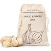 New Living Sacchetti per aglio e zenzero | Materiale in lino e cotone biologico | Prodotto ecologico | di New Living | Sacchetto per alimenti | 14 x 19 cm (1)