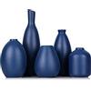QIANLING Set di 5 vasi in ceramica blu, vasi decorativi per casa, ufficio, soggiorno, decorazione da tavolo, centrotavola ideali per fiori, mensole e caminetti