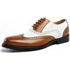 Ninepointninetynine Scarpe Formali da Uomo Stringate Brogue Punta ad Ala in Rilievo Pelle PU Scarpe Oxford Bicolore Scarpe Basse Antiscivolo Suola in Gomma Antiscivolo Tacco Largo (Color : Blue White