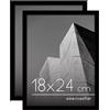 Americanflat Cornice Foto 18x24 cm Nere - Set di 2 Cornici 24x18 cm da Tavolo con Bordo Sottile e Vetro Resistente agli Urti - Portafoto con Ganci e Cavalletto Integrati per Pareti e Ripiani